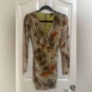 Women’s PRIVY Romantic Fairycore Y2K Sheer Elegance Floral Green Bodycon Dress M